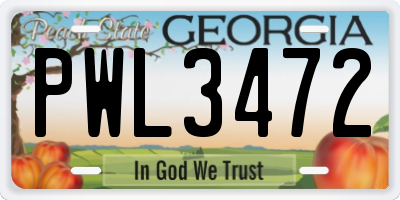 GA license plate PWL3472