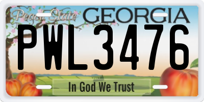 GA license plate PWL3476