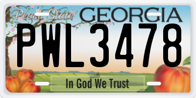 GA license plate PWL3478