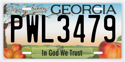 GA license plate PWL3479