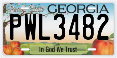 GA license plate PWL3482