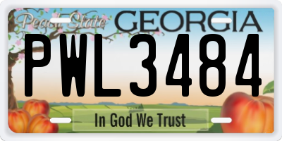 GA license plate PWL3484