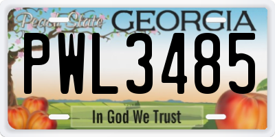 GA license plate PWL3485