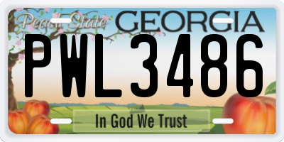 GA license plate PWL3486