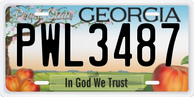 GA license plate PWL3487