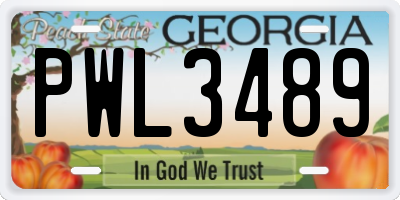 GA license plate PWL3489