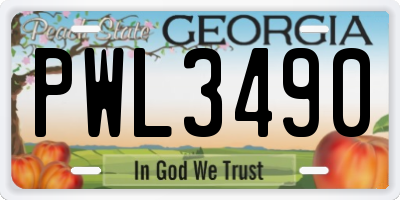 GA license plate PWL3490