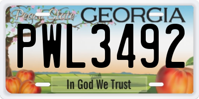 GA license plate PWL3492