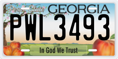 GA license plate PWL3493