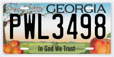 GA license plate PWL3498