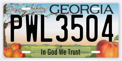 GA license plate PWL3504
