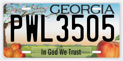 GA license plate PWL3505
