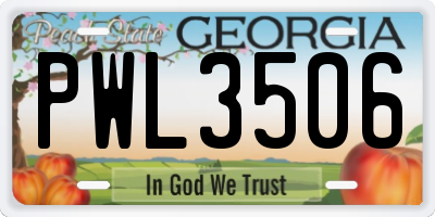 GA license plate PWL3506