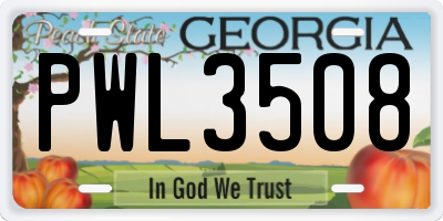 GA license plate PWL3508