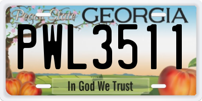 GA license plate PWL3511