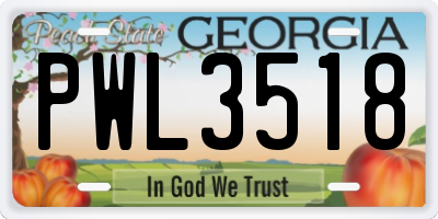 GA license plate PWL3518