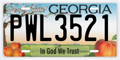 GA license plate PWL3521