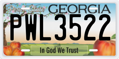 GA license plate PWL3522