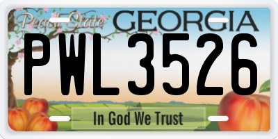 GA license plate PWL3526