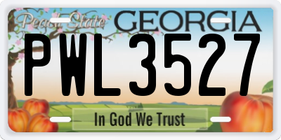 GA license plate PWL3527
