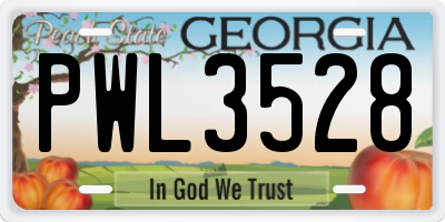 GA license plate PWL3528
