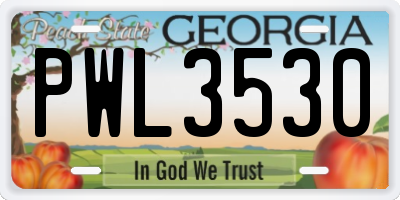 GA license plate PWL3530