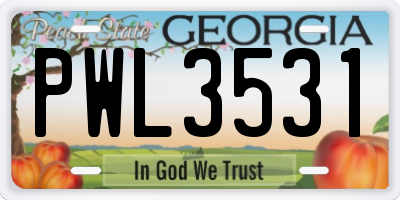 GA license plate PWL3531