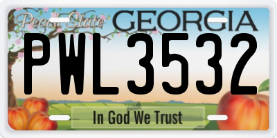 GA license plate PWL3532