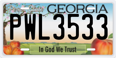 GA license plate PWL3533
