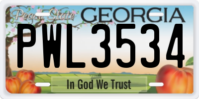 GA license plate PWL3534