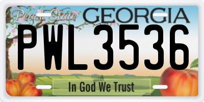 GA license plate PWL3536