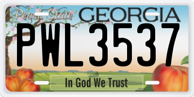 GA license plate PWL3537