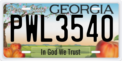 GA license plate PWL3540
