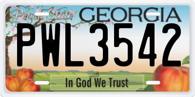 GA license plate PWL3542