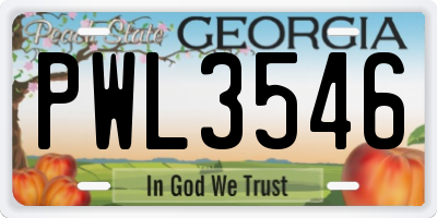 GA license plate PWL3546