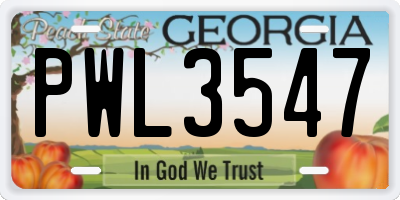 GA license plate PWL3547