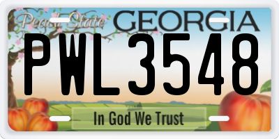 GA license plate PWL3548