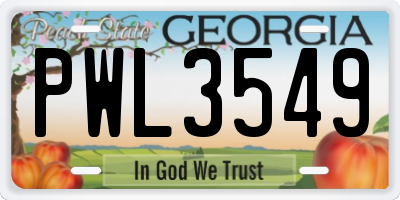 GA license plate PWL3549