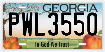 GA license plate PWL3550