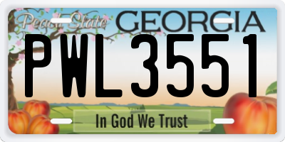 GA license plate PWL3551