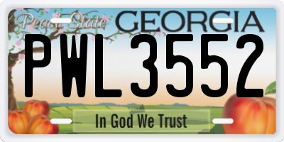 GA license plate PWL3552
