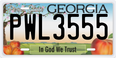 GA license plate PWL3555