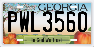 GA license plate PWL3560