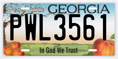 GA license plate PWL3561