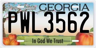 GA license plate PWL3562