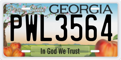 GA license plate PWL3564