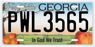 GA license plate PWL3565