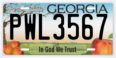 GA license plate PWL3567