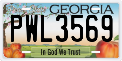 GA license plate PWL3569