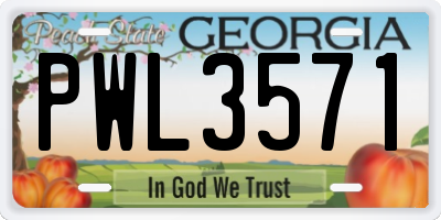 GA license plate PWL3571